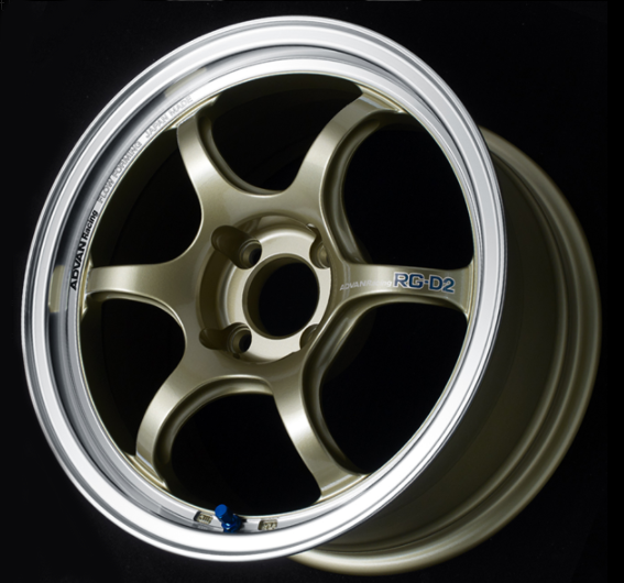 ADVAN YAT5G35ACG Wheel V2800 RG-D2 15X8.0 ET35 4-100 MACHINING & CHAMPAGNE GOLD Photo-0