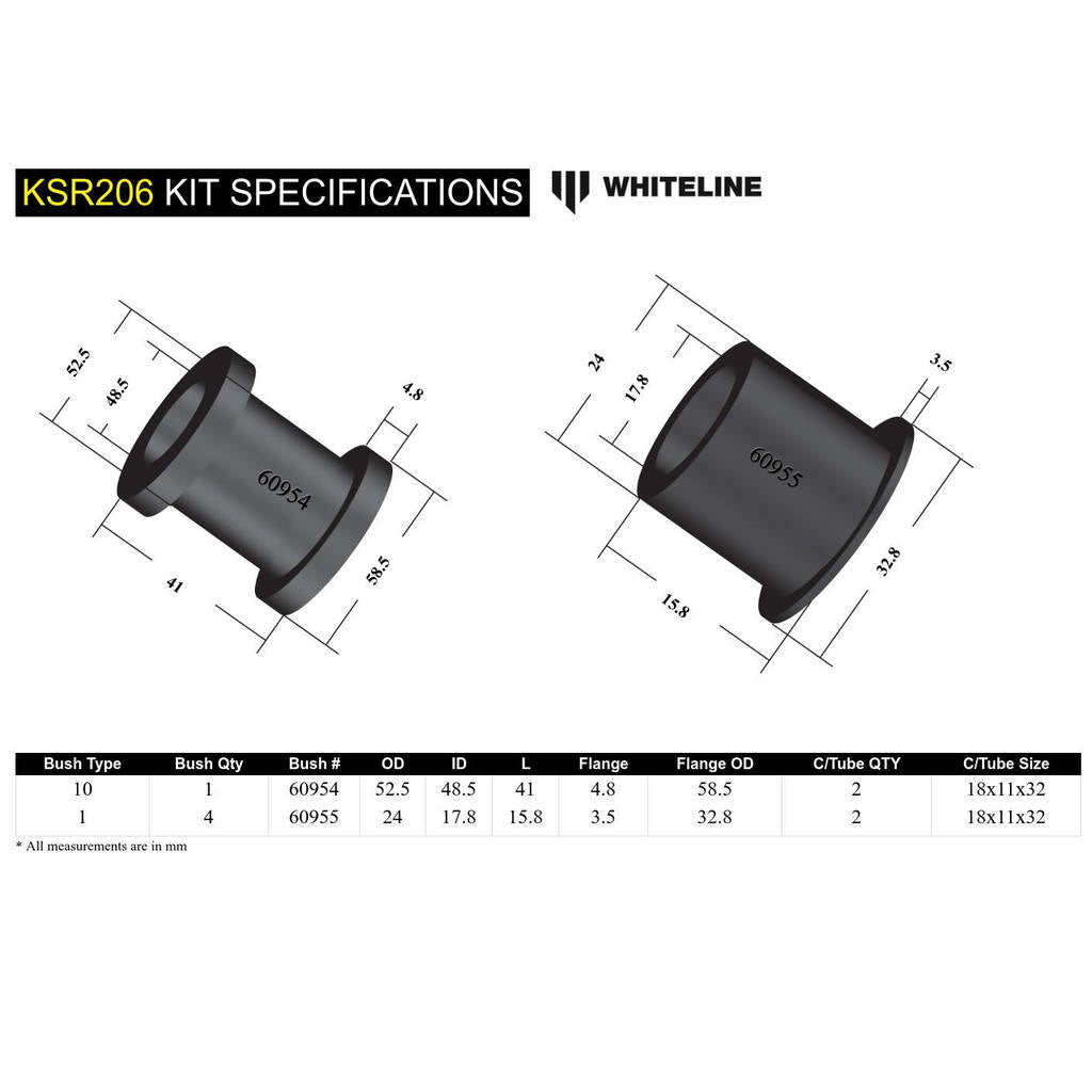 WHITELINE KSR206 Front Steering Rack/Pinion Mount Bushing - Subaru Impreza 2005-2007 Photo-4