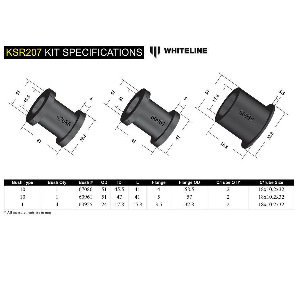 WHITELINE KSR207 Front Steering Rack/Pinion Mount Bushing - Subaru Photo-4