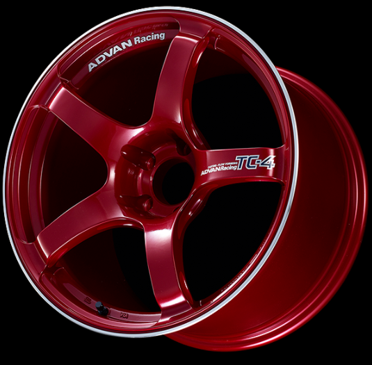 ADVAN YAD7F43MCRR Wheel V4026 TC4 17X7.5 ET43 5-112 RACING CANDY RED & RING Photo-0