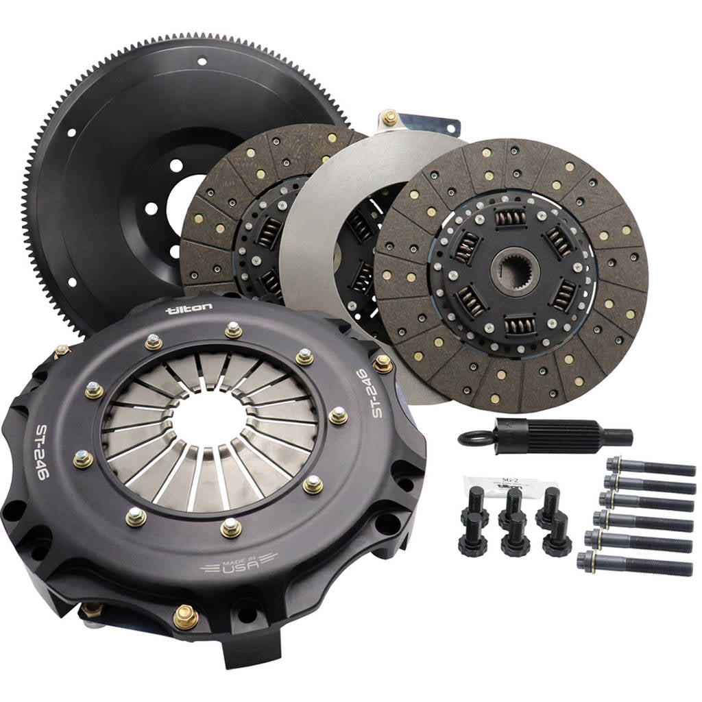 TILTON 55-1001 ST-246 TWIN DISC CLUTCH KIT, ORGANIC DISCS, FORD COYOTE WITH TREMEC TKO/T56 Photo-0