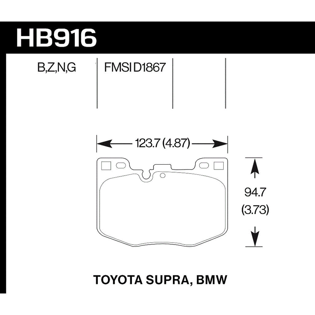 HAWK HB916Z.740 Front brake pads Performance Ceramic TOYOTA Supra 20+ / 19-20 BMW Z4 Photo-2