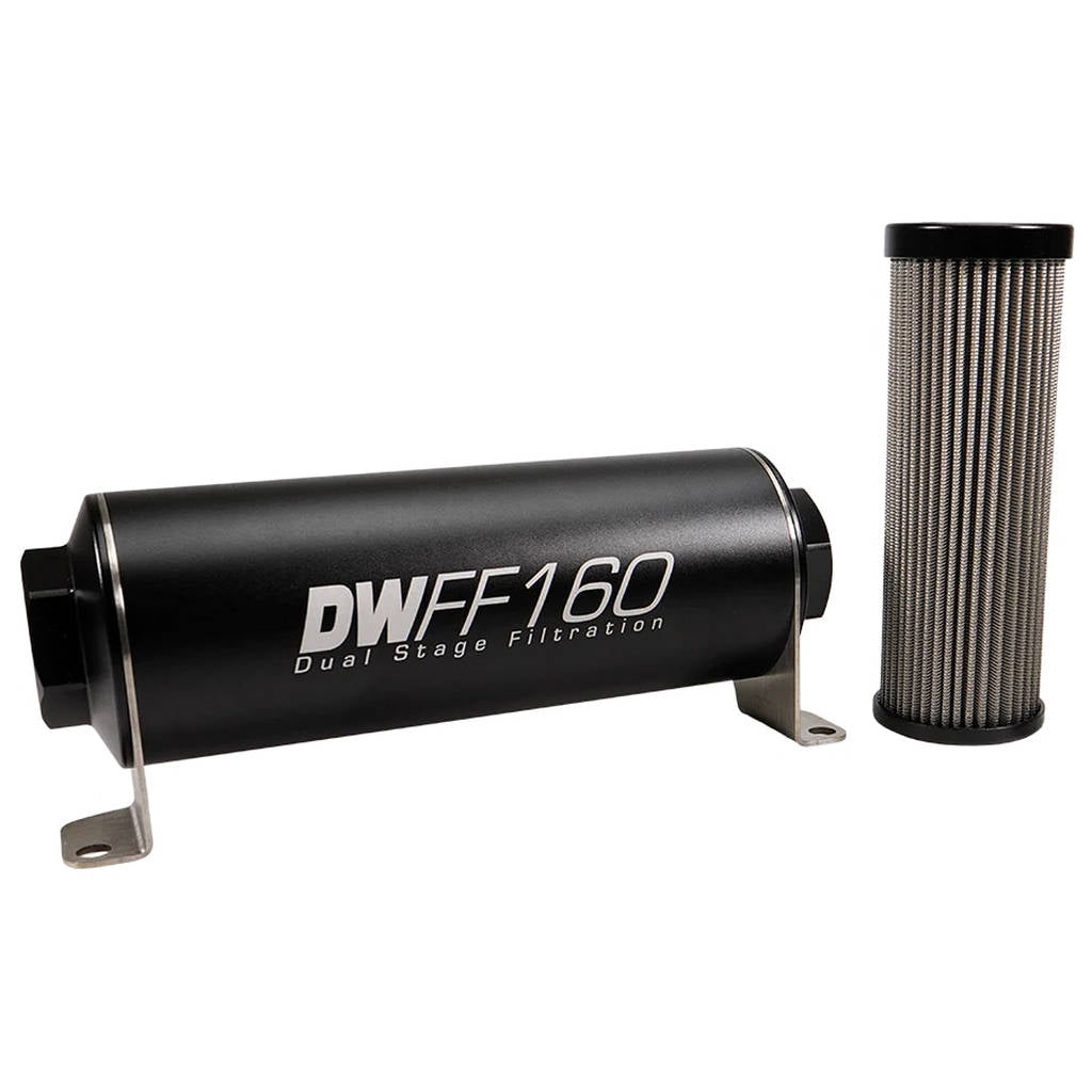 DEATSCHWERKS 8-03-160-040K In-line fuel filter element and housing kit, stainless steel 40 micron, -10AN, 160mm. Universal Photo-0