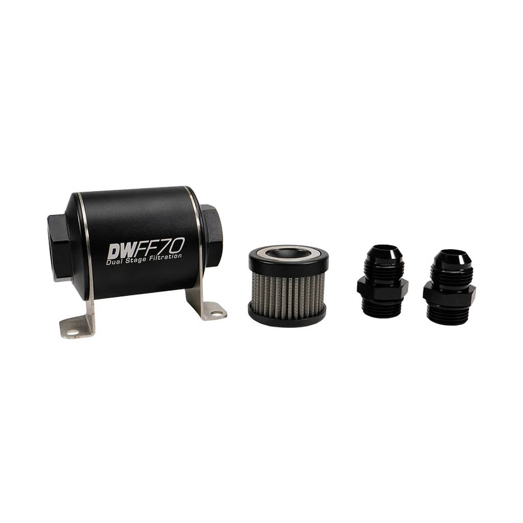 DEATSCHWERKS 8-03-070-010K-10 In-line fuel filter element and housing kit, stainless steel 10 micron, -10AN, 70mm. Universal Photo-0