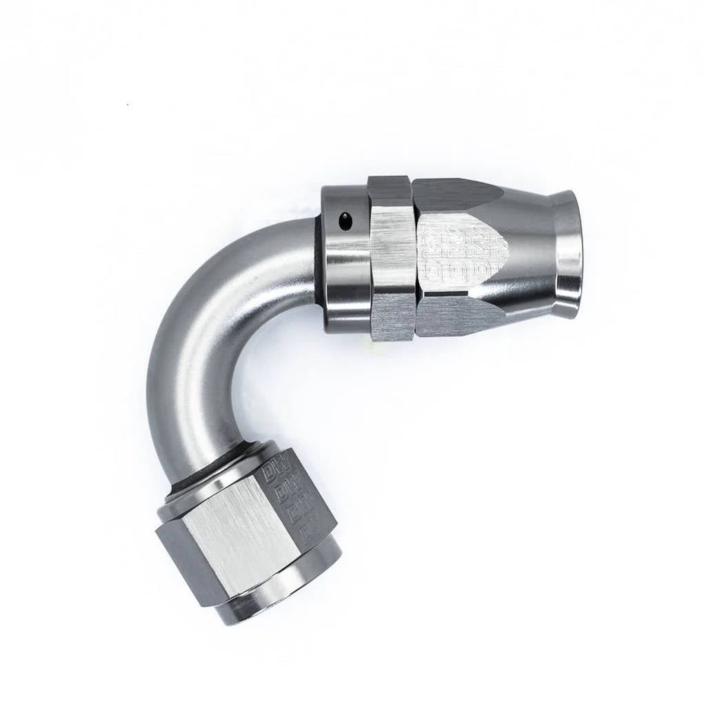 DEATSCHWERKS 6-02-0878 10 AN Female Flare Swivel (Incl Ferule/Olive) 120-degree Hose End PTFE, anodized DW titanium Photo-0