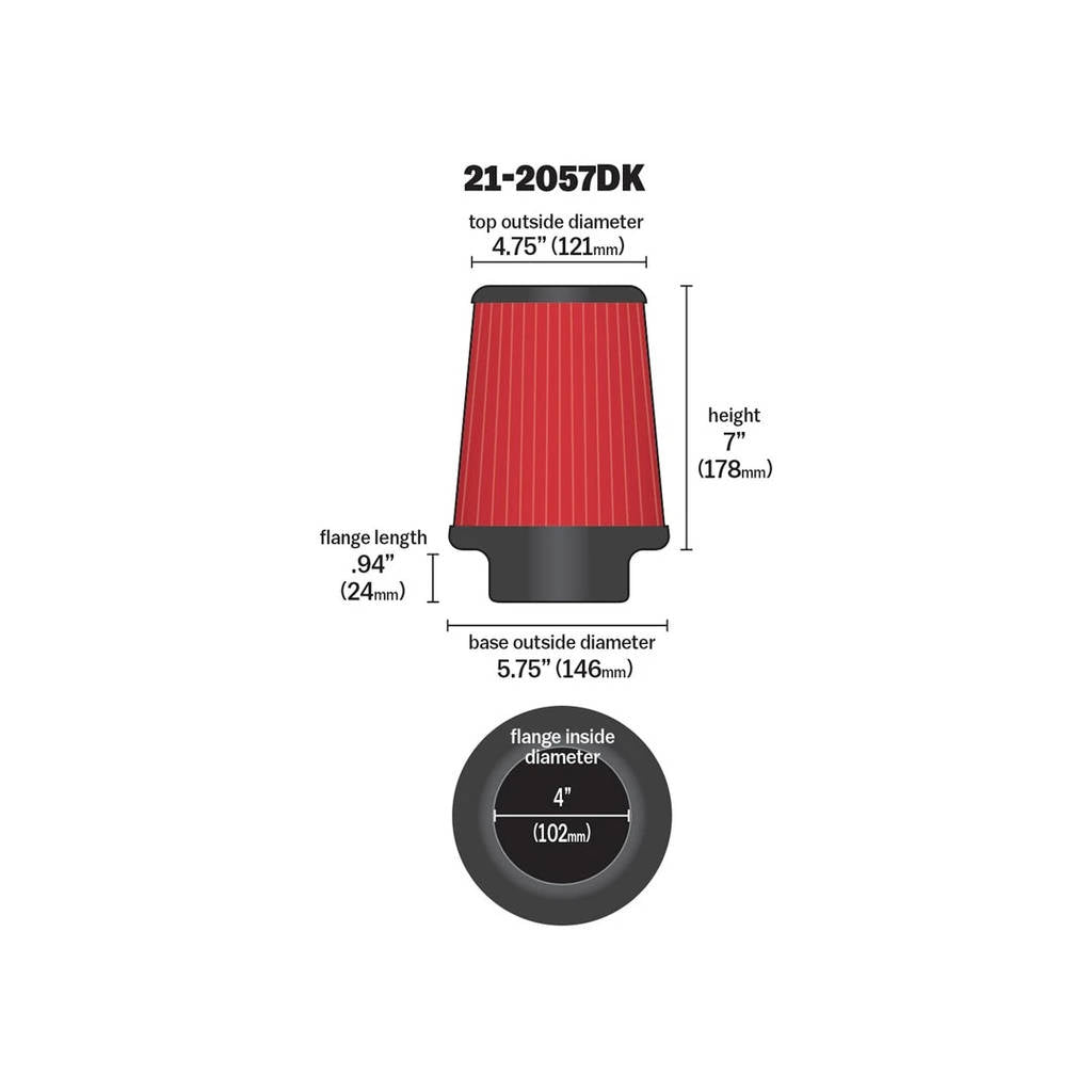 AEM 21-2057DK DryFlow Air Filter Kit 4" x 7" Photo-2