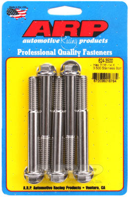 ARP 624-3500 SAE Bolt Kit 7/16-14 X 3.500 hex 1/2 wrenching SS bolts Photo-0