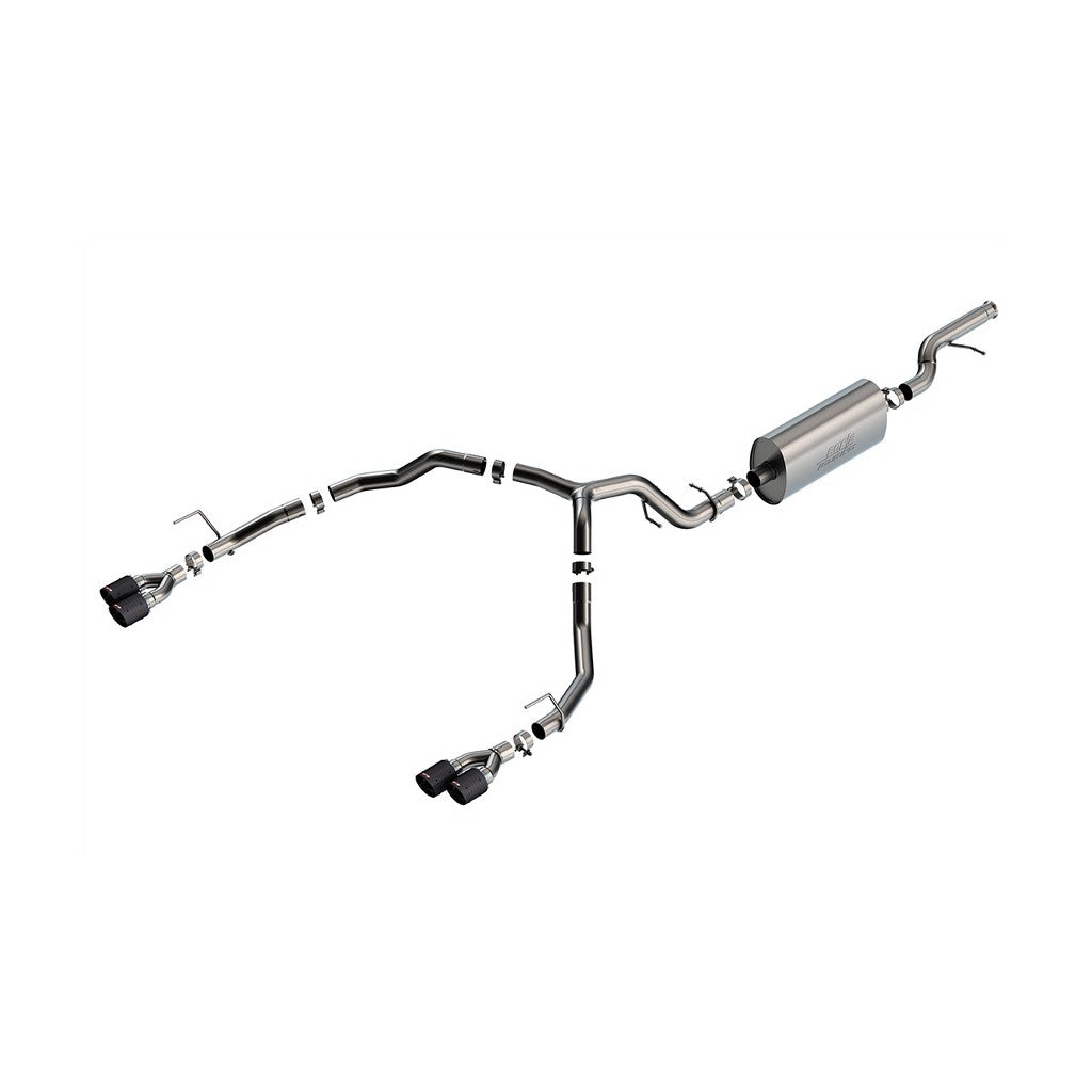 BORLA 140856CF Cat-Back 2021-2022 Chevrolet TAHOE '21-'22 5.3L V8 AT 2+4WD 4DR 3.00", 2.75", "TOURING" D RD RL AC SR TIP: 4.0" RD X 8.0" & 4.0" RD X 6.63" CARBON FIBER Photo-0