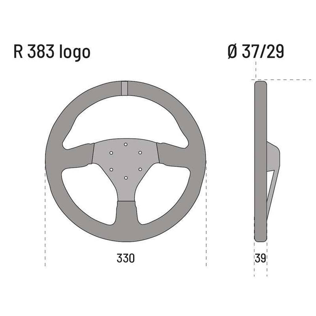 SPARCO 015R383PSNLOGO Steering wheel R383, suede, black, blue mark diam.330mm, reach 39mm Photo-1