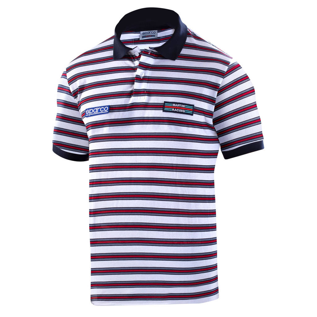 SPARCO 01396MRBI6XXX Polo MARTINI RACING Sportline Stripes, white, size XXXL Photo-0