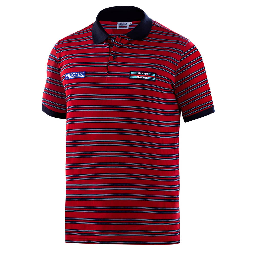 SPARCO 01396MRRS1S Polo MARTINI RACING Sportline Stripes, red, size S Photo-0