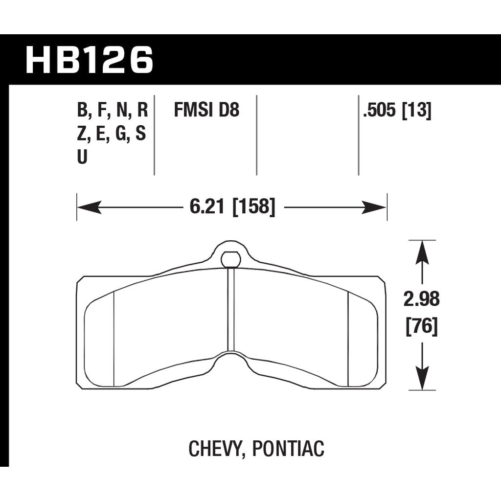 HAWK HB126D.505 Front Brake Pads ER-1 Endurance Racing for CHEVROLET Corvette 1965-1973 Photo-2