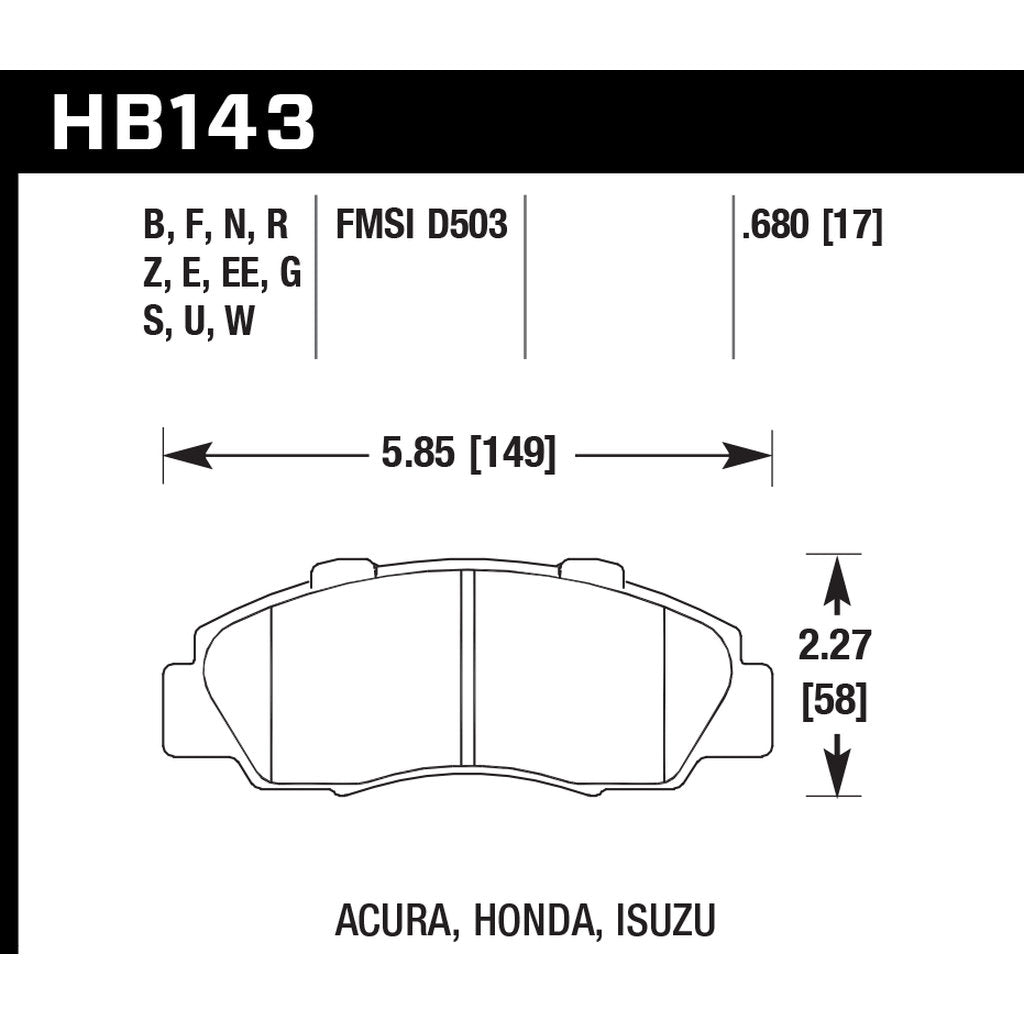 HAWK HB143D.680 Front Brake Pads ER-1 Endurance Racing for ACURA NSX Base 3.0L 2004-2005 Photo-2