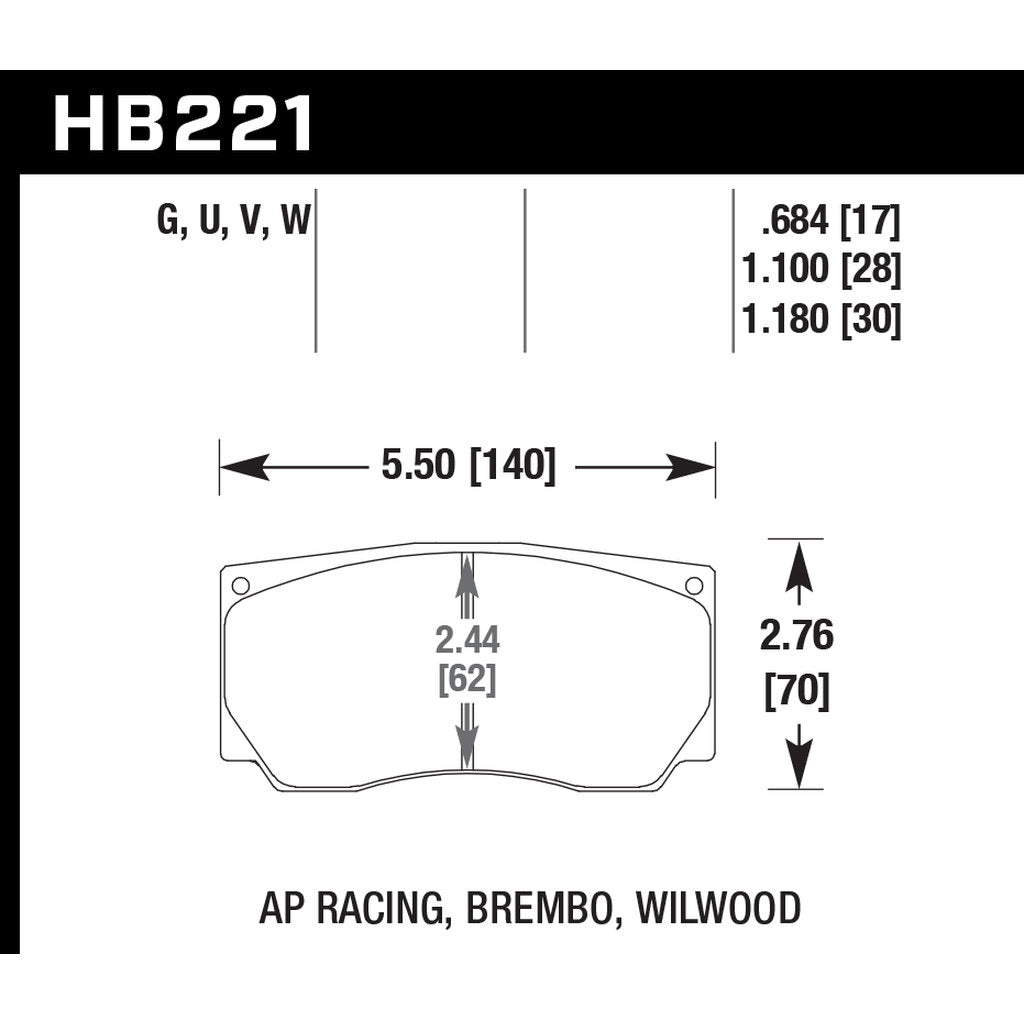 HAWK HB221D1.10 Rear Brake Pads ER-1 Endurance Racing for SAAB 9-5 Aero 2.3L 2009/ BMW Z4 Roadster 3.0i 3.0L 2006 Photo-2