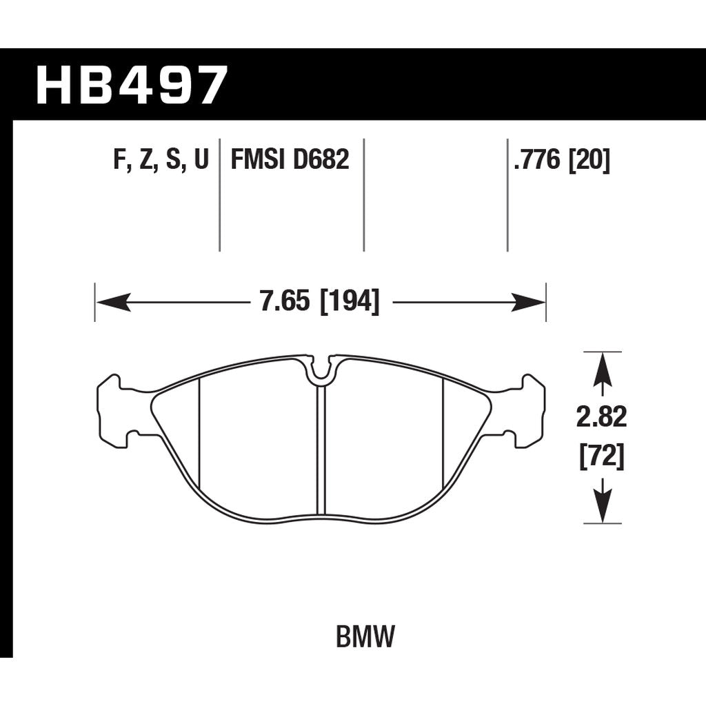HAWK HB497D.776 Front Brake Pads ER-1 Endurance Racing for VOLKSWAGEN Golf R32 3.2L 2004/ BMW Z8 Base 5.0L 2000-2003 Photo-2