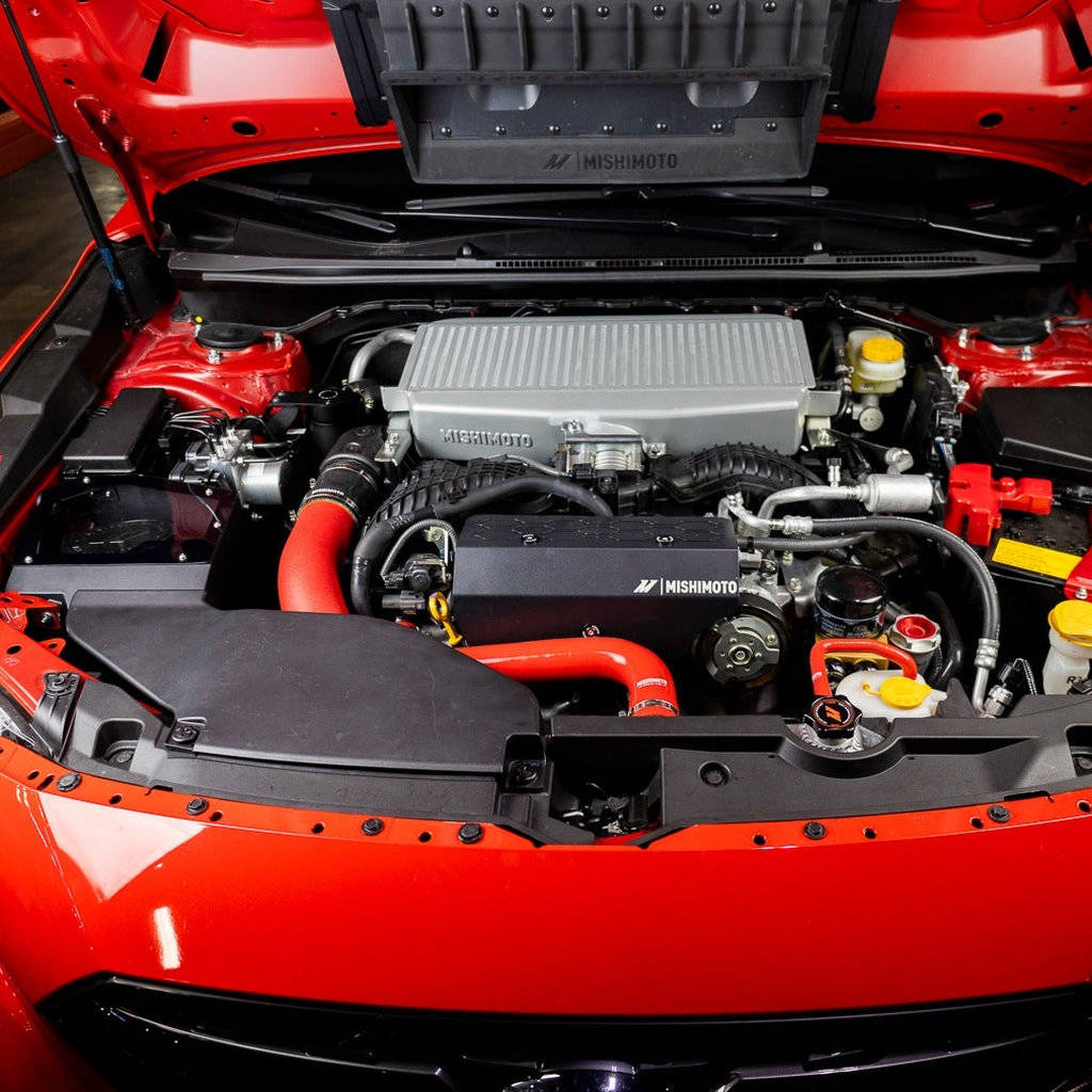 MISHIMOTO MMTMIC-WRX-22KBKRD Top Mount Intercooler Kit, Black Core, Red Pipes for SUBARU WRX 2022 Photo-5