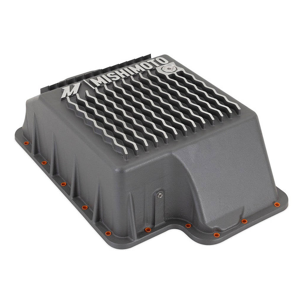 MISHIMOTO MMTP-F2D-89 Transmission Pan, Cast for Powerstroke E4OD, 4R100, 5R110, GR 1989-2010 Photo-0