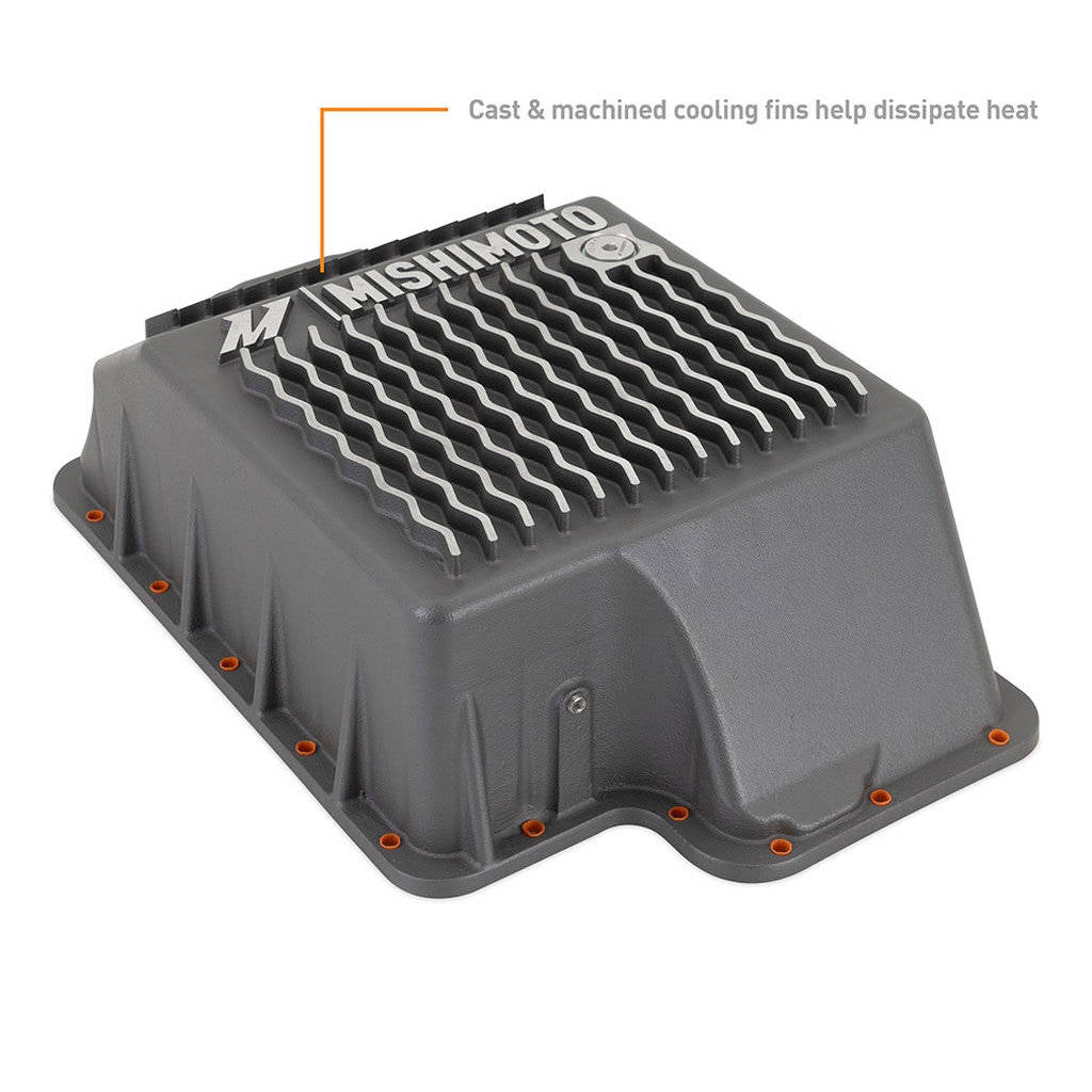MISHIMOTO MMTP-F2D-89 Transmission Pan, Cast for Powerstroke E4OD, 4R100, 5R110, GR 1989-2010 Photo-3