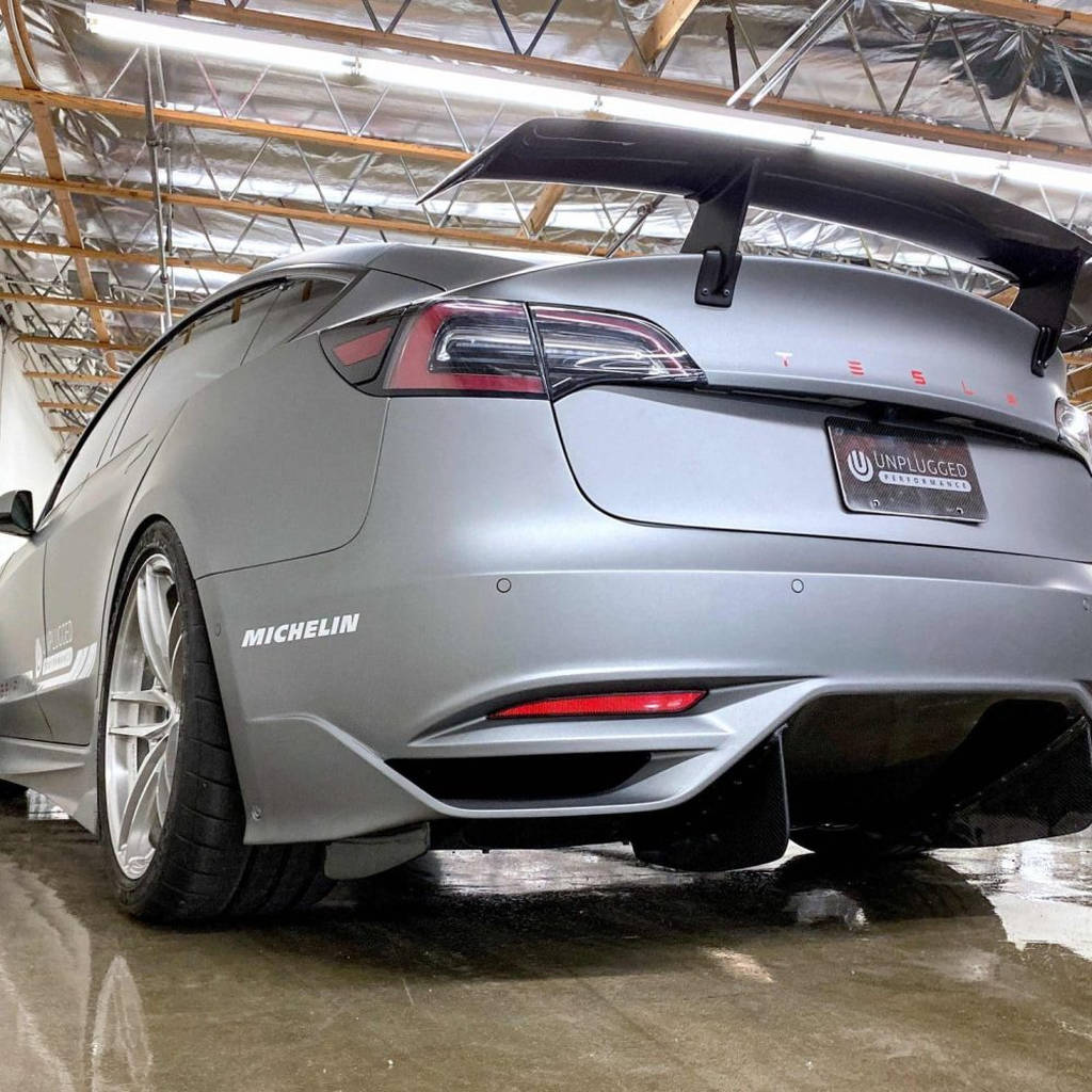 UNPLUGGED PERFORMANCE UP-M3-304-6.1 Ascension Rear Bumper, Koenigsegg KAM Limited Production, Gloss Clear for TESLA Model 3 Photo-8