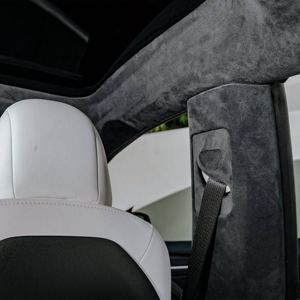 UNPLUGGED PERFORMANCE UP-M3-331-1.1 Alcantara Headliner Upgrade Kit, Charcoal Black for TESLA Model 3 2018-2020 Photo-17
