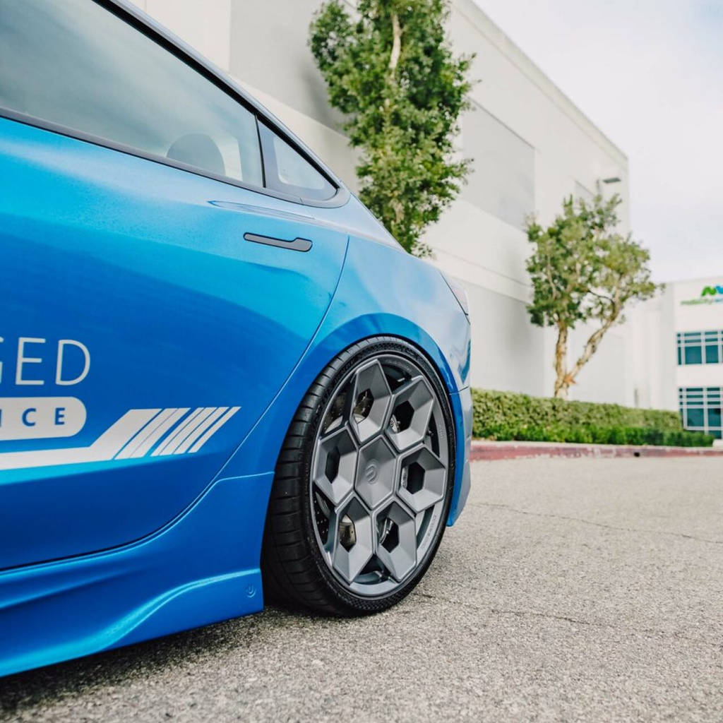 UNPLUGGED PERFORMANCE UP-CYBRHEX-DBL-001 Single Wheel UP CYBRHEX 21x9.5+35 - 5x114.3 / 5x120, Double Drilled, Satin Titanium for TESLA Cybertruck / Model Y Photo-7