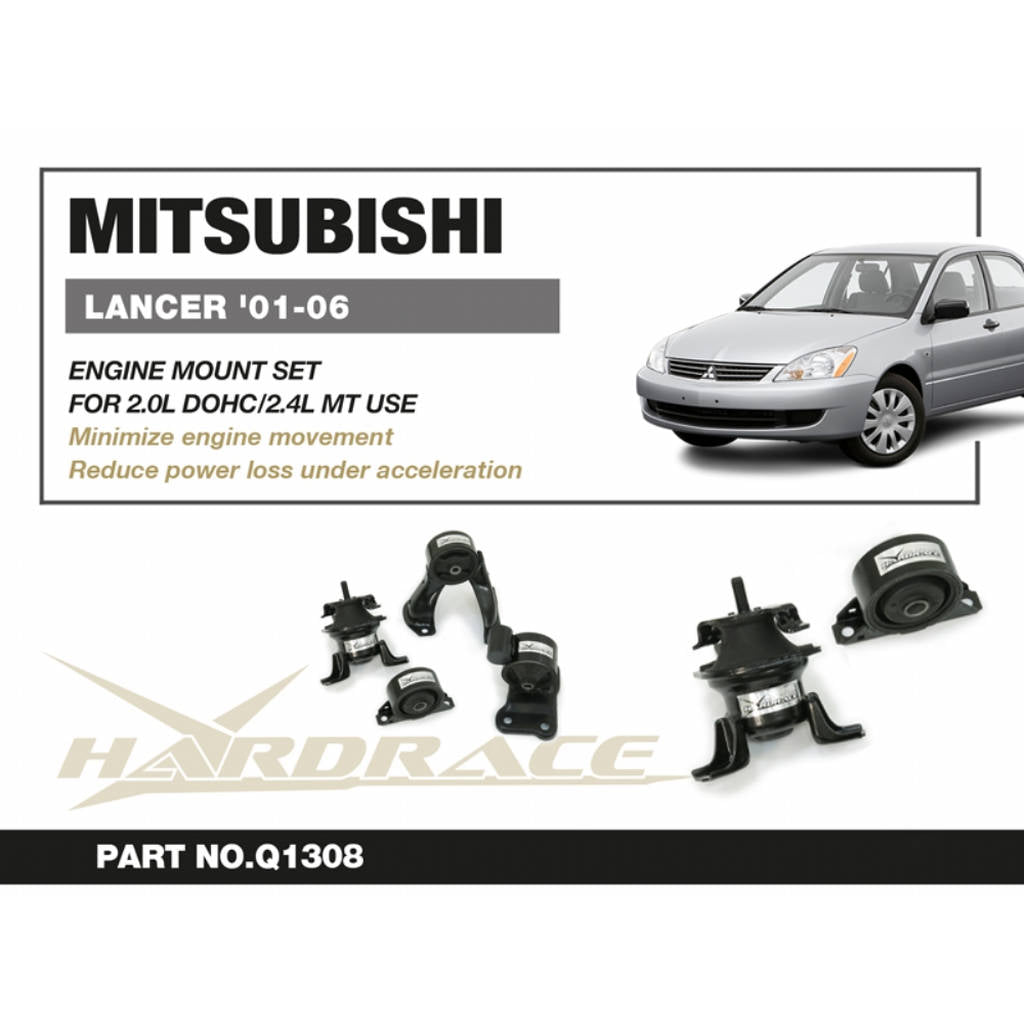 HARDRACE Q1308 Engine mount set - 4PCS/SET for MITSUBISHI LANCER '01-07 MT 2.0DOHC/2.4 Photo-1