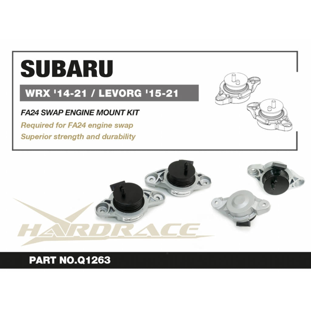 HARDRACE Q1263 FA24 SWAP ENGINE MOUNT KIT - 2MOUNTS/SET for SUBARU WRX '14-21/LEVORG '14-21 Photo-1