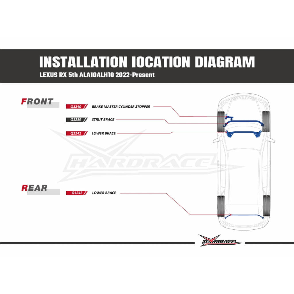 HARDRACE Q1241 Front Lower Brace for LEXUS RX 5th ALA10 / ALH10 2022+ Photo-1