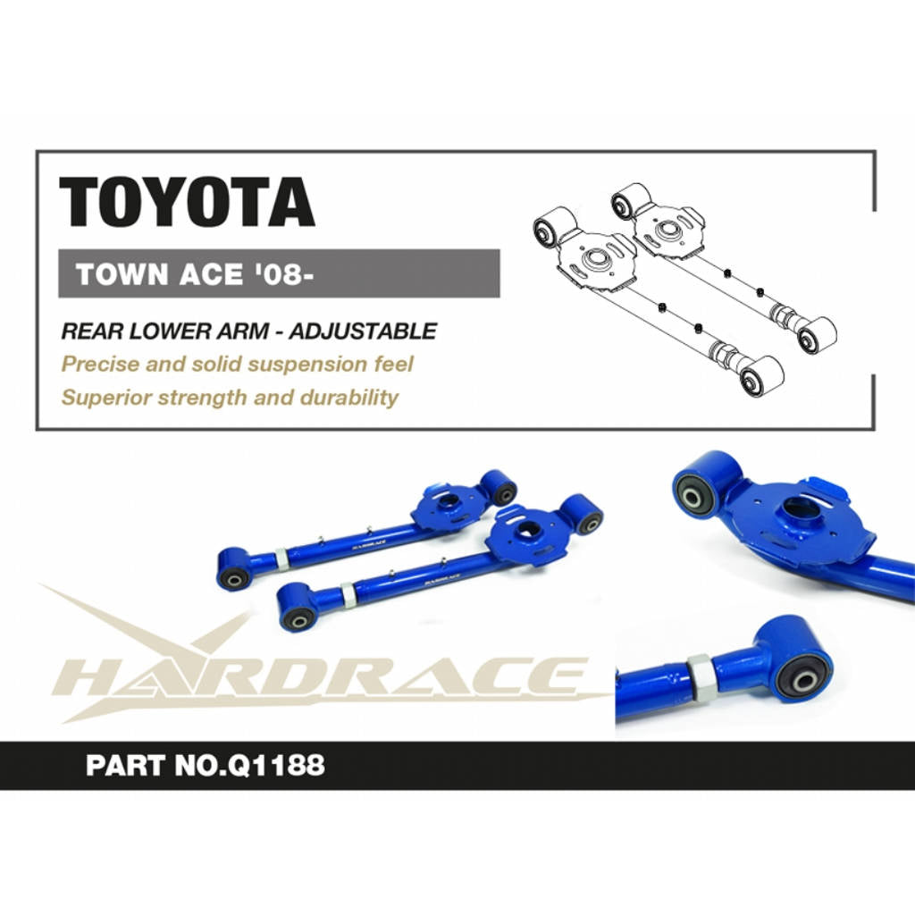 HARDRACE Q1188 Rear lower arm - adjustable (harden rubber) - 2pcs/set for TOYOTA TOWN ACE 2008+ Photo-1
