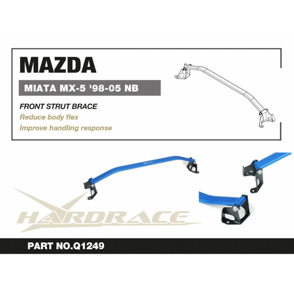 HARDRACE Q1249 Front strut brace - 1pcs/set for MAZDA MIATA / MX-5 1998-2005 Photo-1