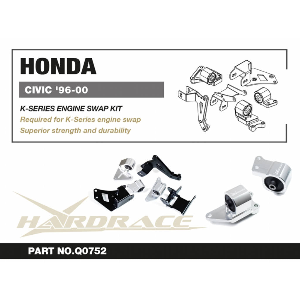 HARDRACE Q0752 Engine SWAP Kit - 6PCS / SET for HONDA CIVIC K-SERIES '96-00 Photo-2