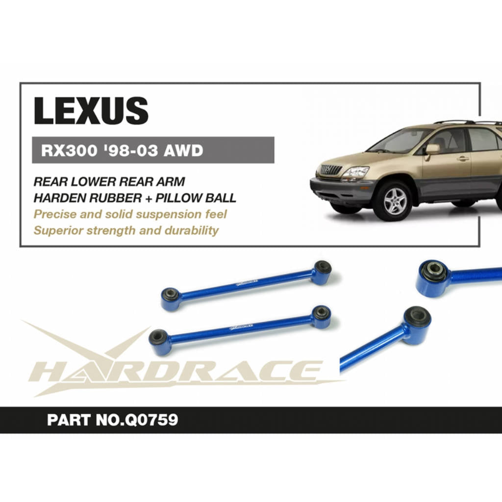 HARDRACE Q0759 Rear LATERAL Arm -Rear (Pillow Ball + Harden Rubber) - 2PCS / SET for LEXUS RX300 '98-03 AWD Photo-1