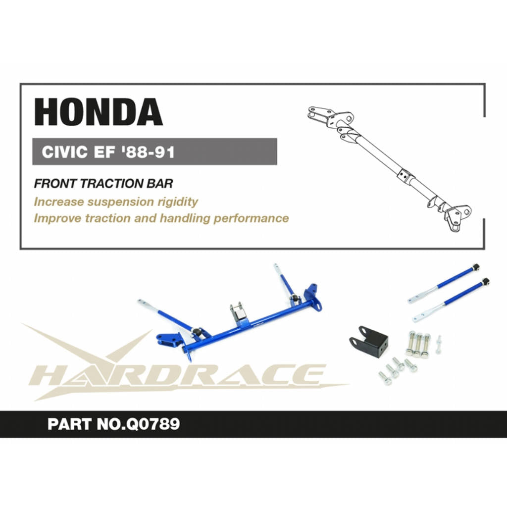 HARDRACE Q0789 Front TRACTION BAR - 4PCS / SET for HONDA CIVIC / CRX EF '88-91 Photo-1