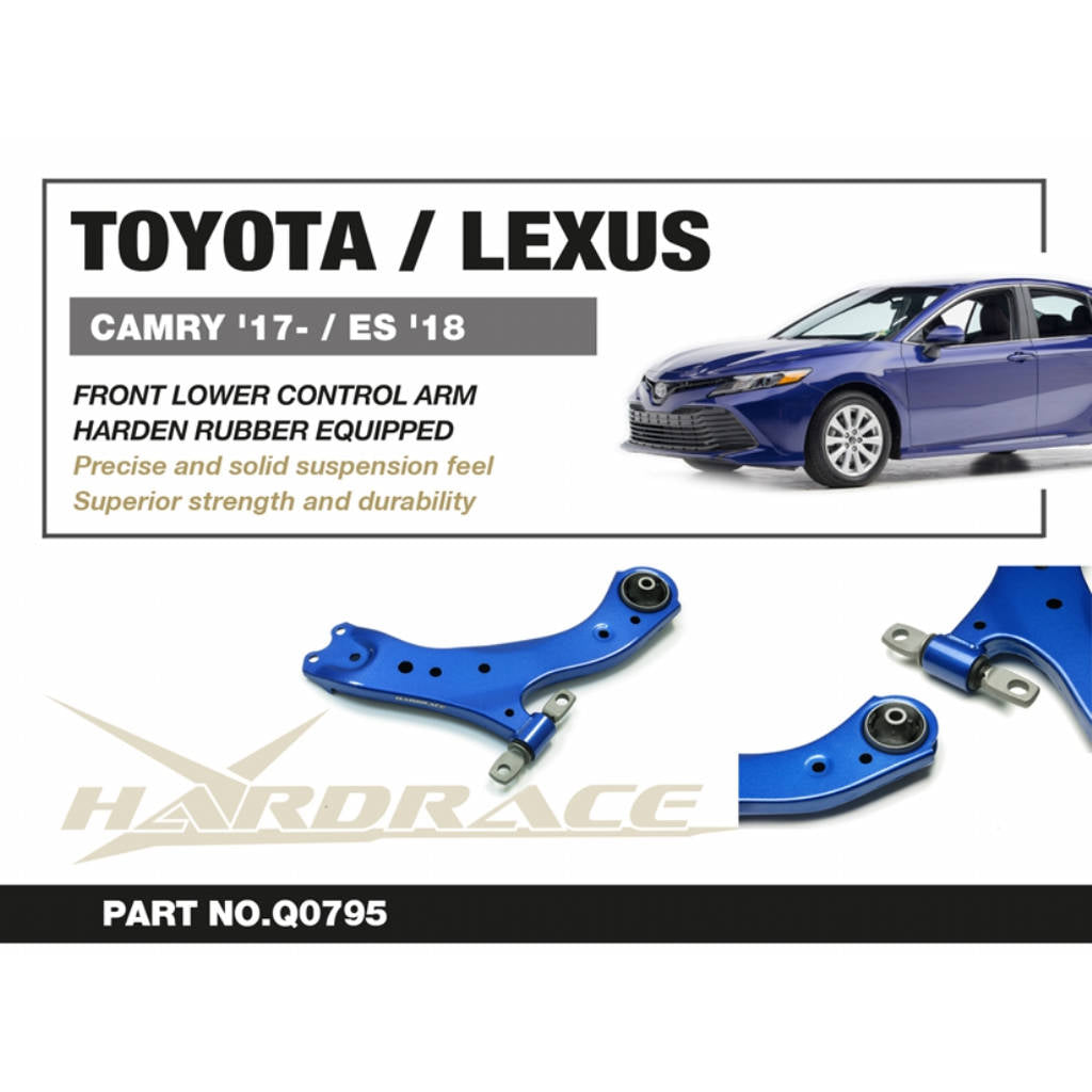 HARDRACE Q0795 Front Lower Control Arm (Harden Rubber) - 2PCS / SET for TOYOTA CAMRY '17- / LEXUS ES '18- Photo-1