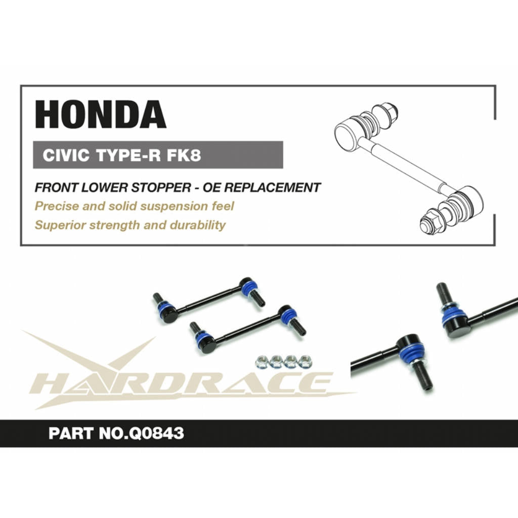 HARDRACE Q0843 Front Lower STOPPER OE Replacement- 2PCS / SET for HONDA CIVIC '17- FK8 TYPE-R Photo-1