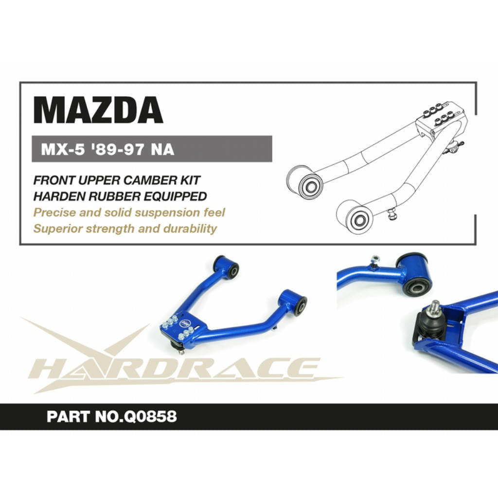 HARDRACE Q0858 Front Upper Camber Arm (Harden Rubber) - 2PCS / SET for MAZDA MIATA NA'89-97 Photo-1