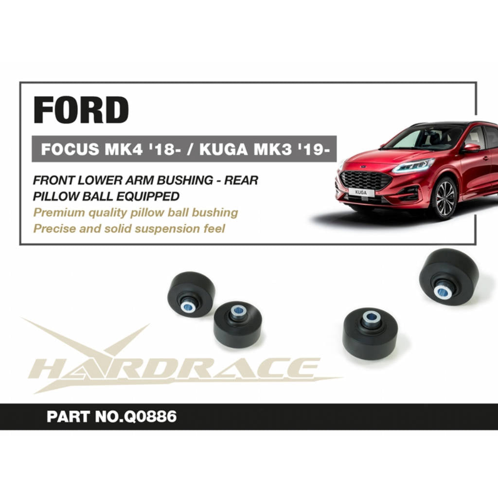 HARDRACE Q0886 Front Lower Arm Rear Bushing Kit (Pillow Ball) - 2PCS / SET for FORD FOCUS MK4 '18- / KUGA MK3 '18- Photo-1