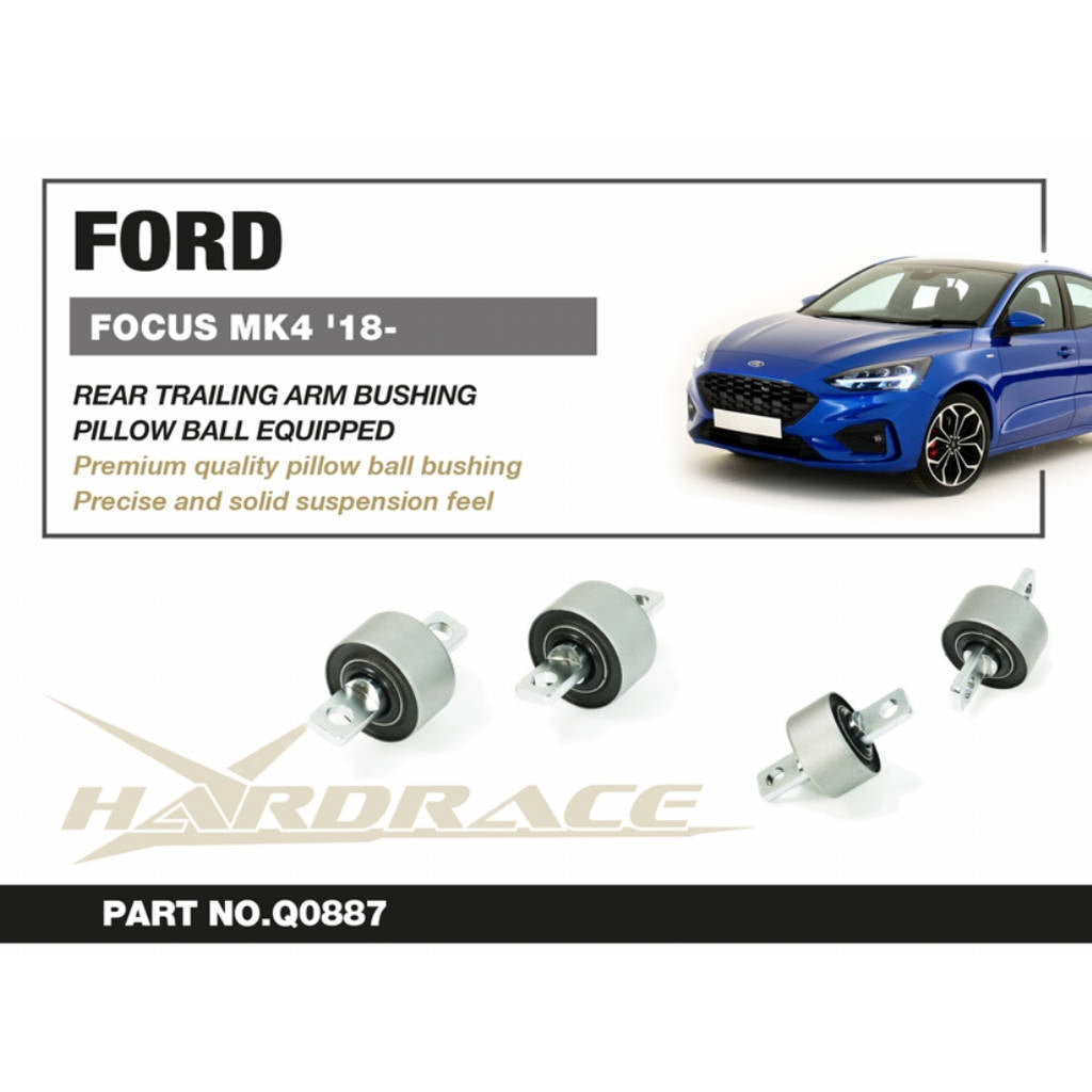 HARDRACE Q0887 Rear Trailing Arm Bushing Kit (Pillow Ball) - 2PCS / SET for FORD FOCUS MK4 '18- Photo-1