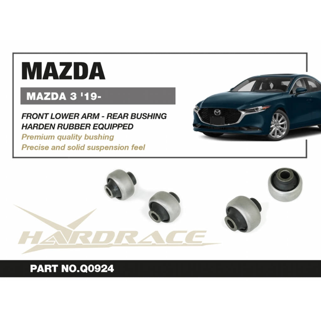 HARDRACE Q0924 Front Lower Arm -Rear Bushing (Harden Rubber) - 2PCS / SET for MAZDA3 BP '19- Photo-1