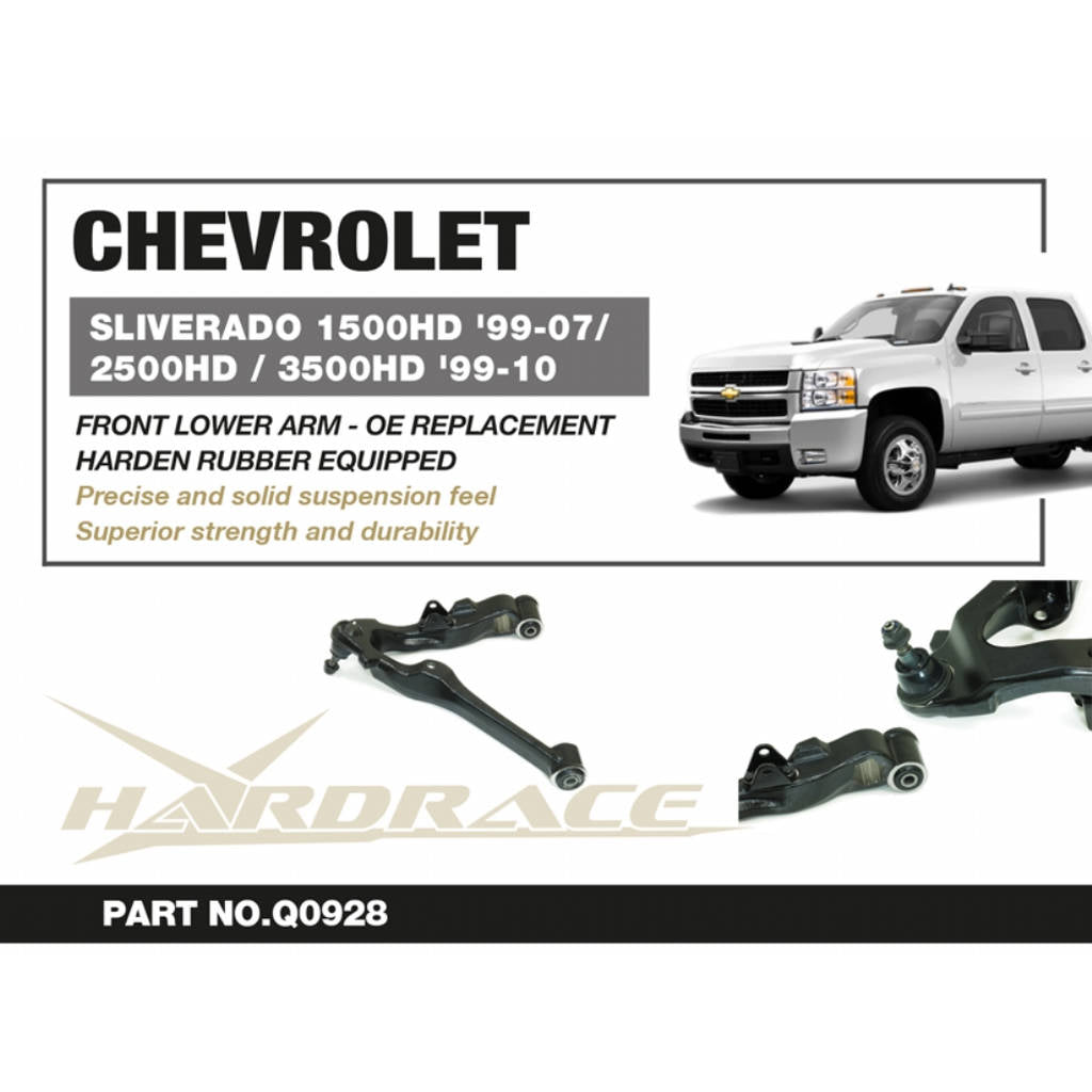 HARDRACE Q0928 Front Lower Arm - OE Replacement (Harden Rubber) - 2PCS / SET for CHEVROLET SILVERADO / GMC SIERRA 1500HD '99-07 / 2500HD / 3500HD '99-10 Photo-1