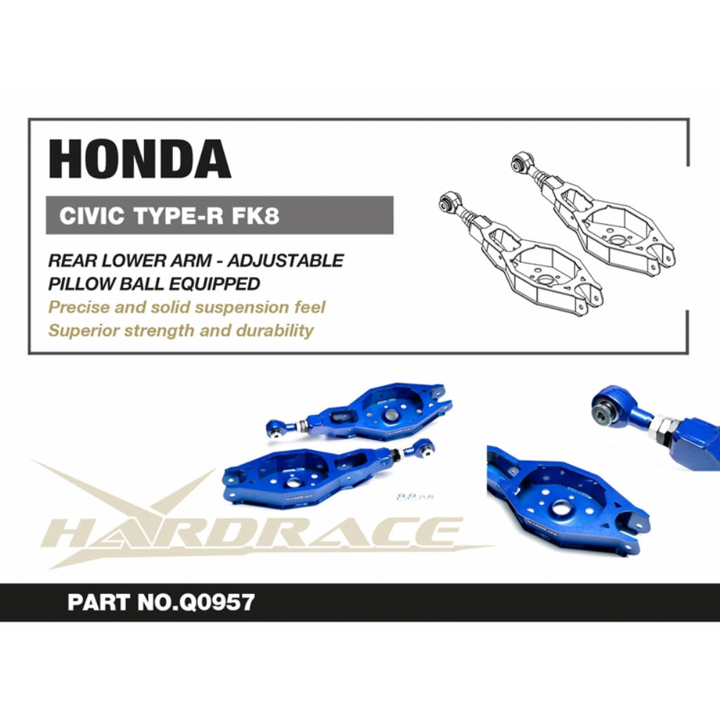 HARDRACE Q0957 Rear Lower Adjustable Arm (Pillow Ball) - 2PCS / SET for HONDA CIVIC '17- FK8 TYPE-R Photo-2