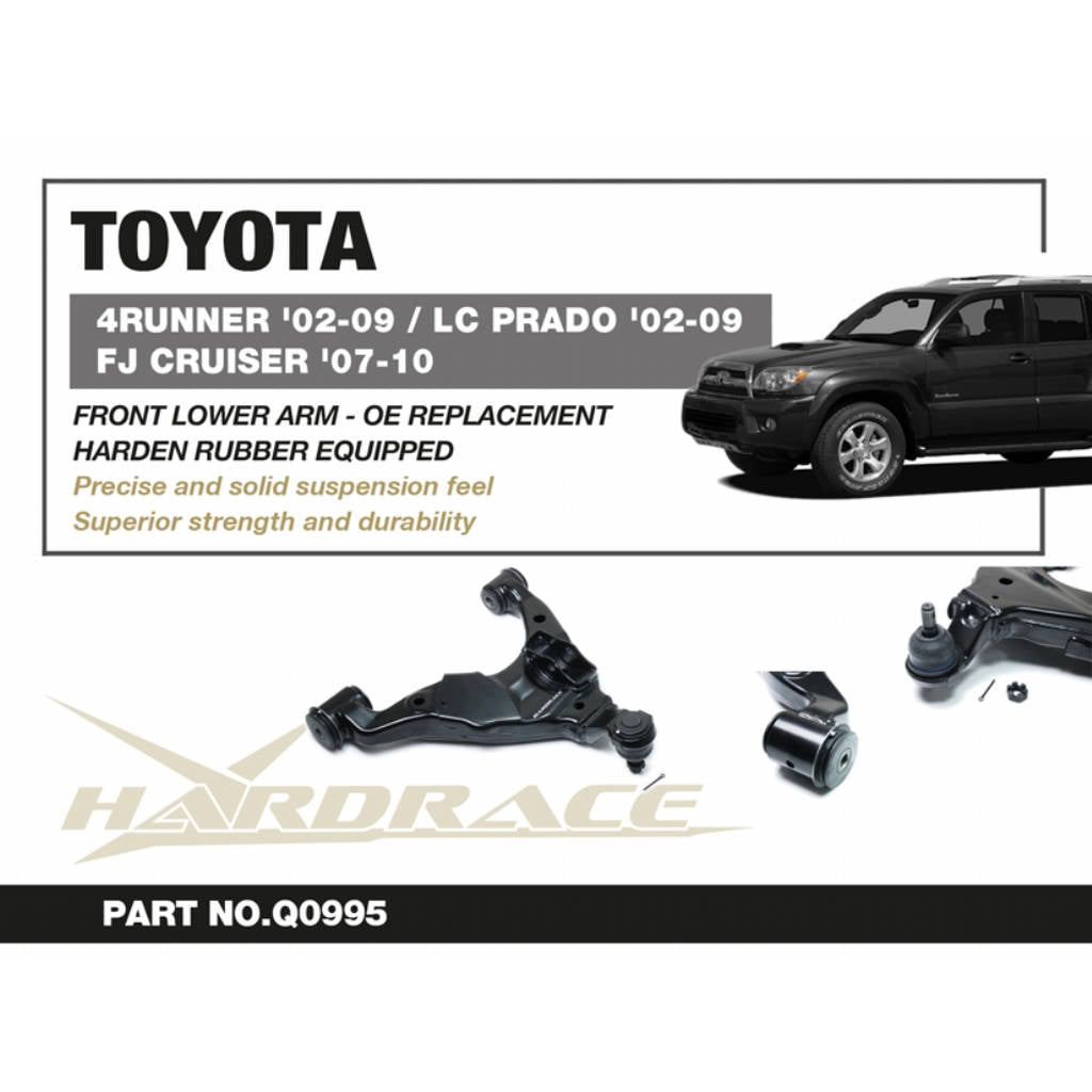 HARDRACE Q0995 Front Lower Arm - OE Replacement (Harden Rubber) - 2PCS / SET for TOYOTA 4RUNNER '02-09 / LC PRADO '02-09 / FJ CRUISER '07-10 / LEXUS GX470 '02-09 Photo-1