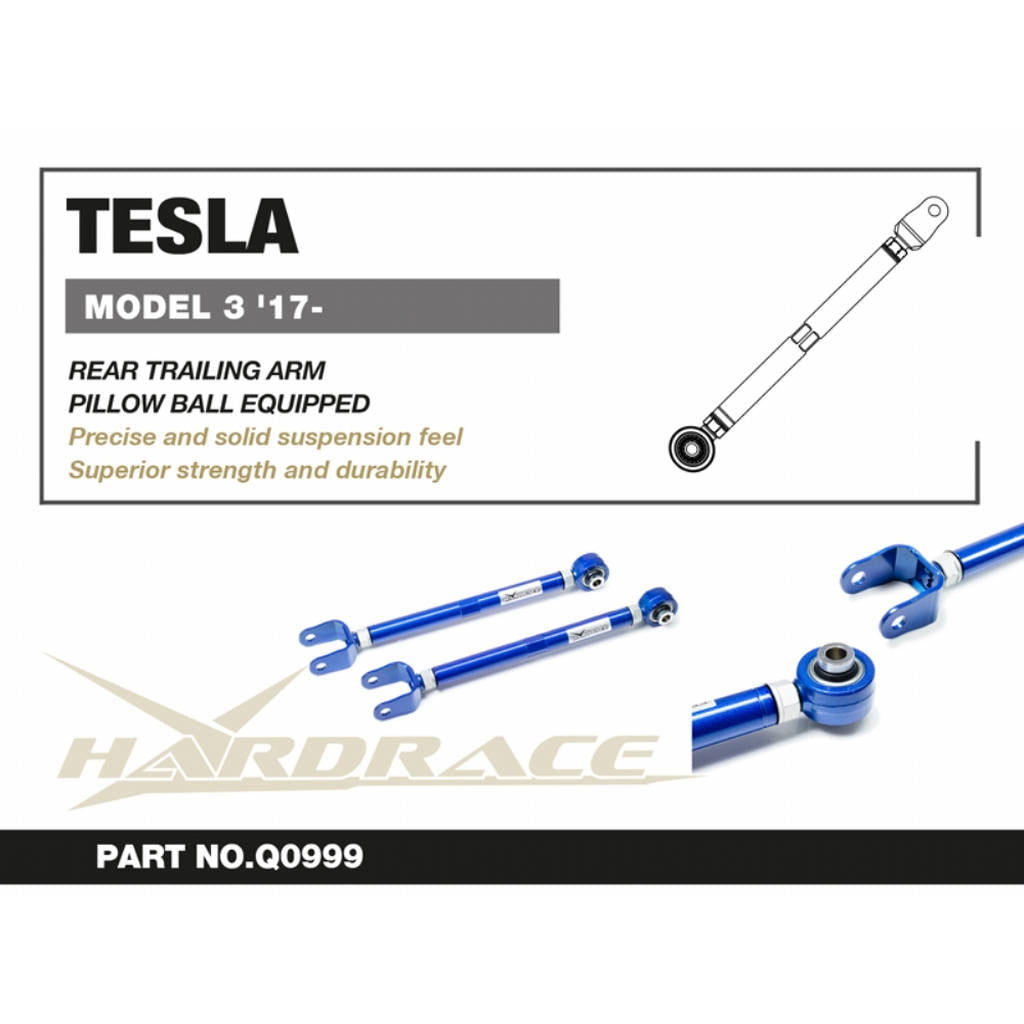 HARDRACE Q0999 Rear Trailing Arm (Pillow Ball) - 2PCS / SET for TESLA MODEL 3 '17- Photo-1