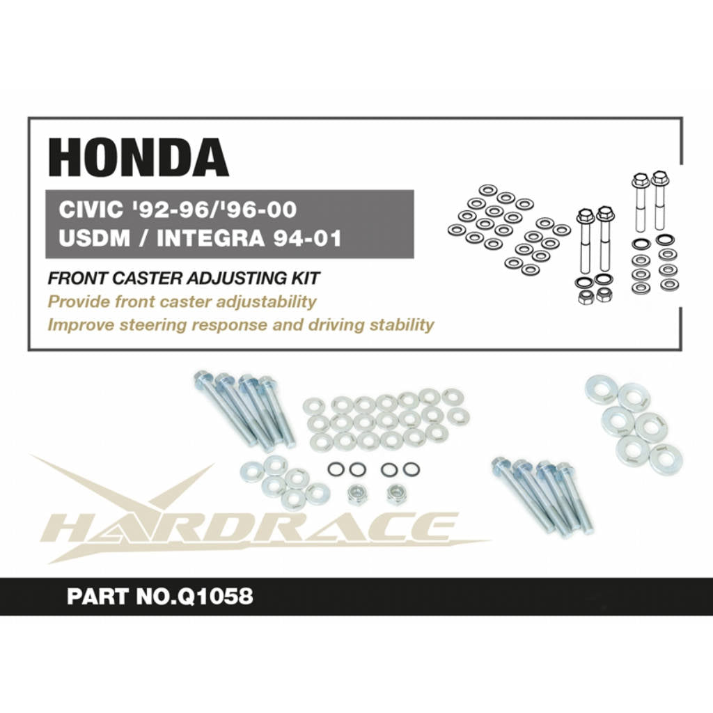 HARDRACE Q1058 Front CASTER ADJUSTING Kit - 3PCS / SET CASTER +0~+2.5° for CIVIC '92-96 / '96-00 USDM / ACURA INTEGRA 94-01 Photo-1