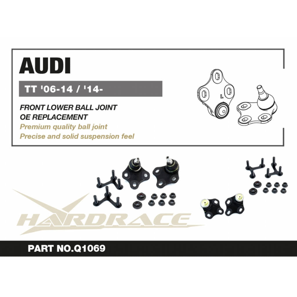 HARDRACE Q1069 Front Lower Arm Ball Joint OE Replacement - 2PCS / SET for AUDI TT '06-14 / '14- Photo-1