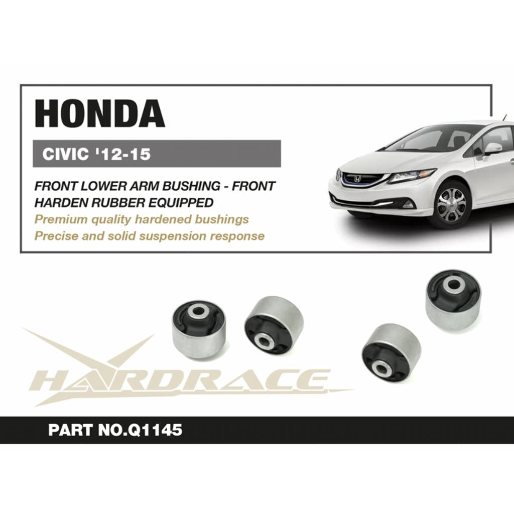 HARDRACE Q1145 Front Lower Arm Bushing, Front (Harden Rubber) - 2PCS / SET ID=14mm for HONDA CIVIC '12-15 Photo-1