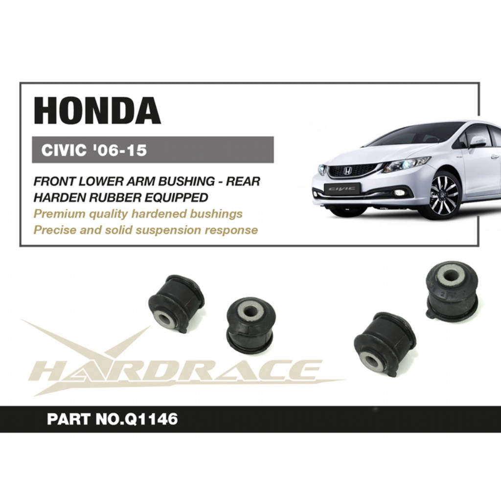 HARDRACE Q1146 Front Lower Arm Bushing,Rear (Harden Rubber) - 2PCS / SET for HONDA CIVIC '06-15 Photo-1