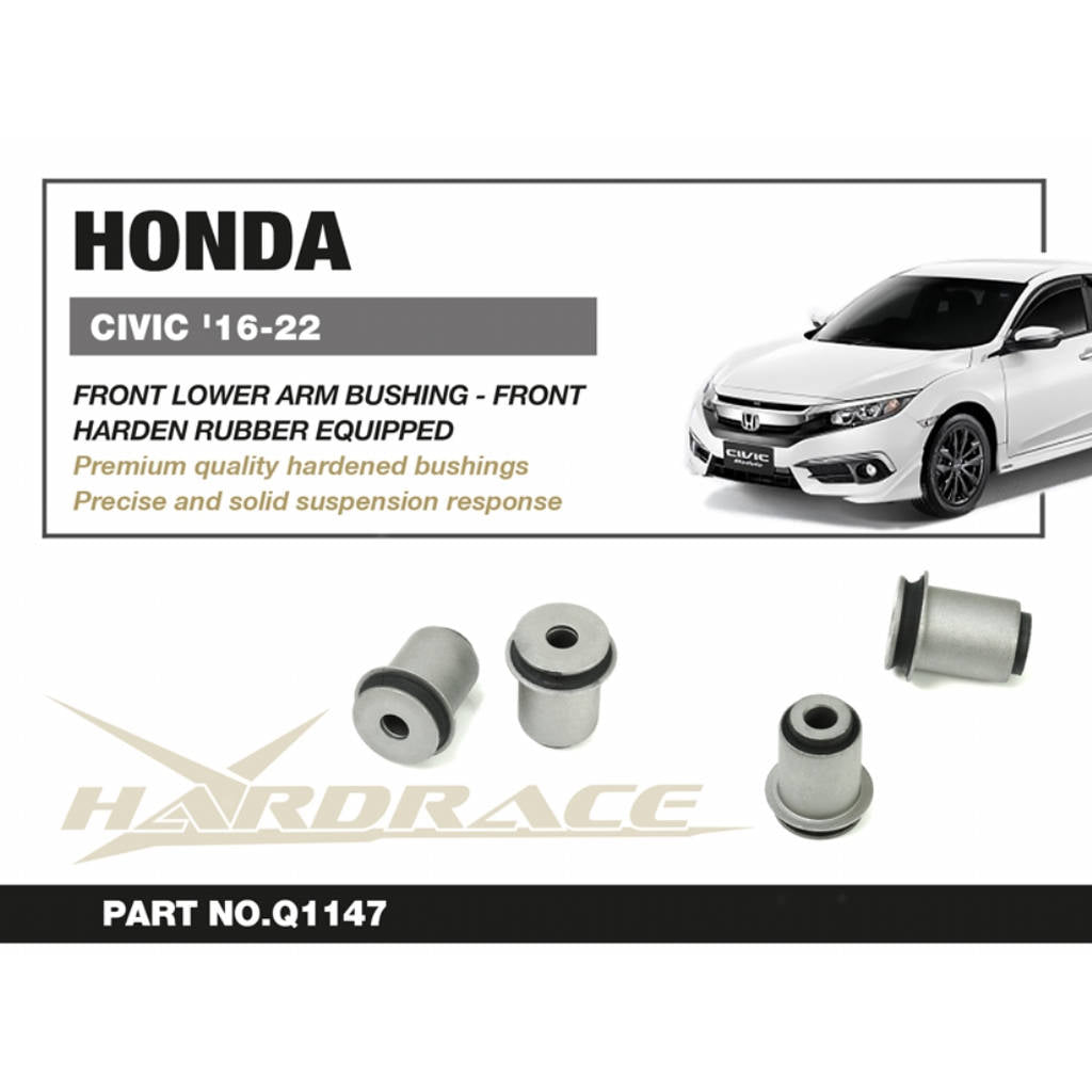 HARDRACE Q1147 Front Lower Arm Bushing, Front (Harden Rubber) - 2PCS / SET for HONDA CIVIC '16-22 Photo-1