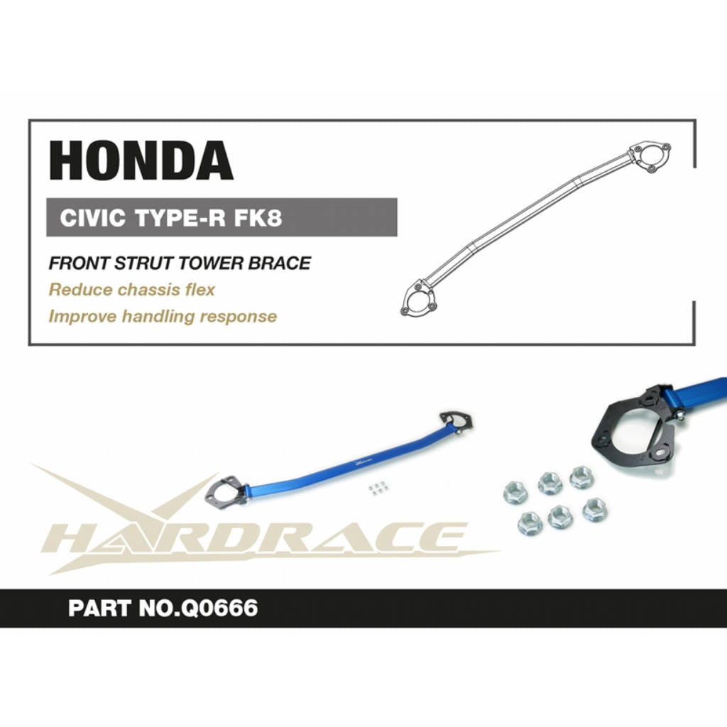 HARDRACE Q0666 Front STRUT TOWER Brace - 1PCS / SET for HONDA CIVIC TYPE-R FK8 '18- Photo-2