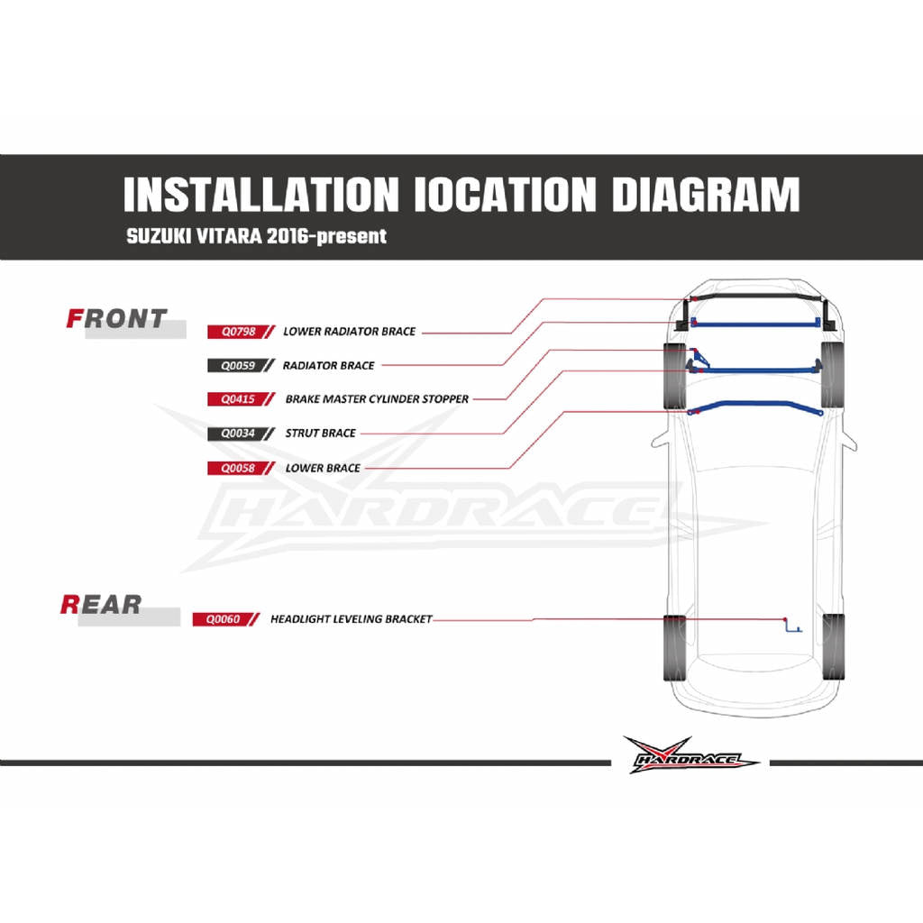 HARDRACE Q0798 Front Lower RADIATOR Brace - 1PCS / SET for SUZUKI VITARA '15- Photo-7